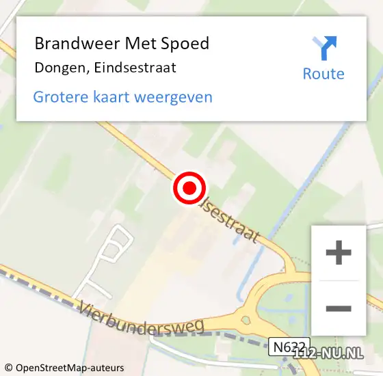 Locatie op kaart van de 112 melding: Brandweer Met Spoed Naar Dongen, Eindsestraat op 26 augustus 2014 14:05