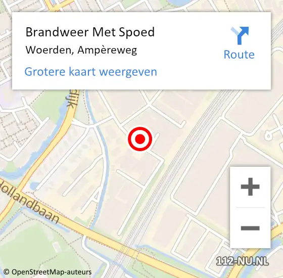 Locatie op kaart van de 112 melding: Brandweer Met Spoed Naar Woerden, Ampèreweg op 24 mei 2023 12:48