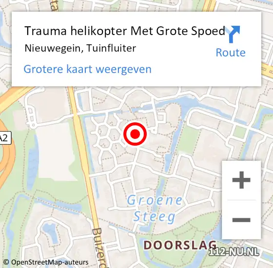 Locatie op kaart van de 112 melding: Trauma helikopter Met Grote Spoed Naar Nieuwegein, Tuinfluiter op 24 mei 2023 13:28