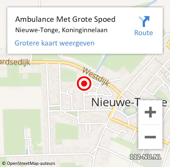 Locatie op kaart van de 112 melding: Ambulance Met Grote Spoed Naar Nieuwe-Tonge, Koninginnelaan op 24 mei 2023 13:34