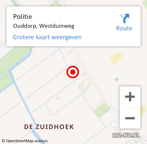 Locatie op kaart van de 112 melding: Politie Ouddorp, Westduinweg op 24 mei 2023 13:39