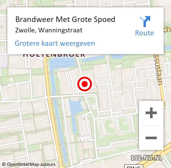 Locatie op kaart van de 112 melding: Brandweer Met Grote Spoed Naar Zwolle, Wanningstraat op 24 mei 2023 13:44