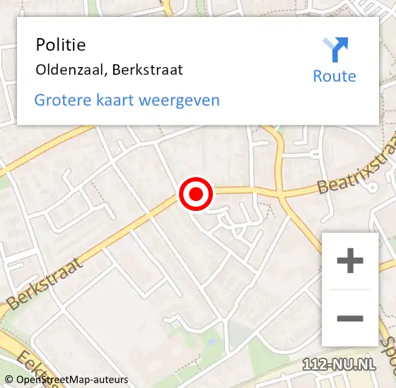 Locatie op kaart van de 112 melding: Politie Oldenzaal, Berkstraat op 24 mei 2023 13:59