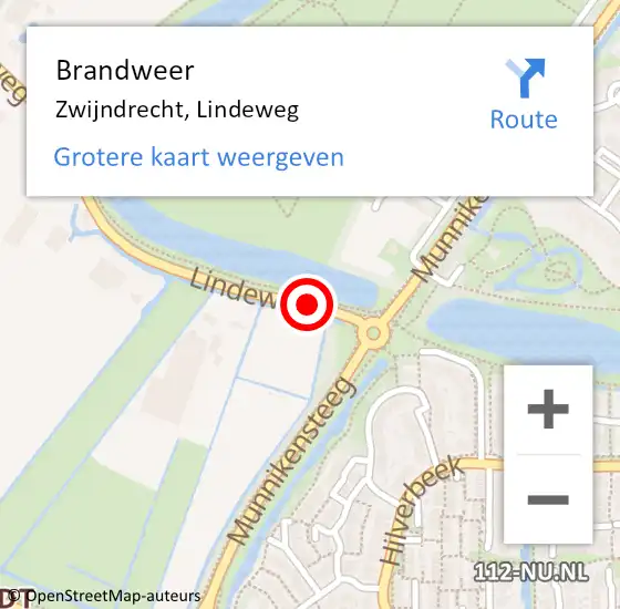 Locatie op kaart van de 112 melding: Brandweer Zwijndrecht, Lindeweg op 24 mei 2023 14:01