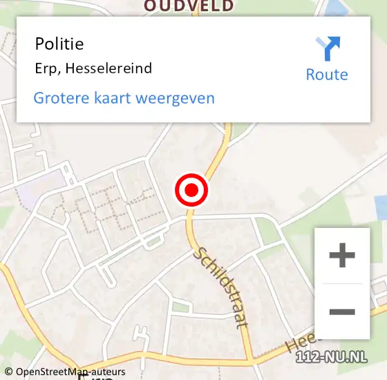Locatie op kaart van de 112 melding: Politie Erp, Hesselereind op 24 mei 2023 14:24