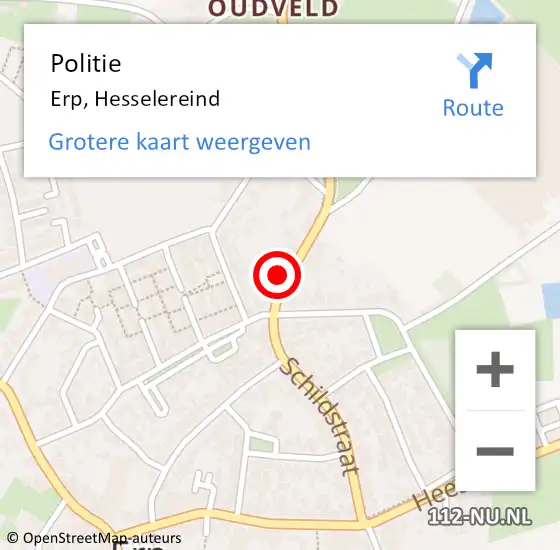 Locatie op kaart van de 112 melding: Politie Erp, Hesselereind op 24 mei 2023 14:25