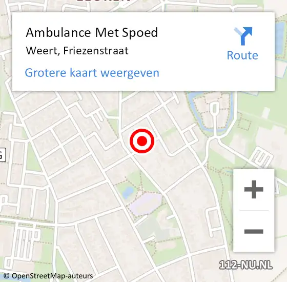 Locatie op kaart van de 112 melding: Ambulance Met Spoed Naar Weert, Friezenstraat op 26 augustus 2014 14:21