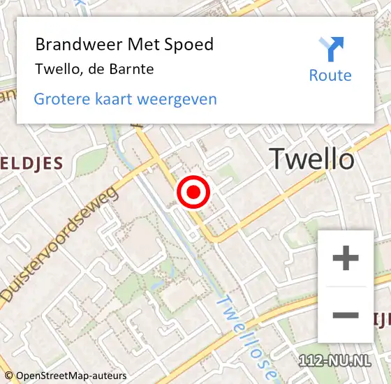 Locatie op kaart van de 112 melding: Brandweer Met Spoed Naar Twello, de Barnte op 24 mei 2023 15:05