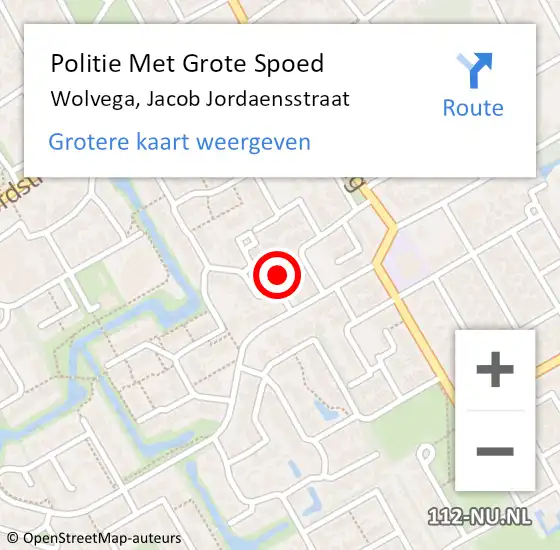 Locatie op kaart van de 112 melding: Politie Met Grote Spoed Naar Wolvega, Jacob Jordaensstraat op 24 mei 2023 15:28
