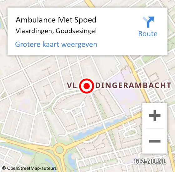 Locatie op kaart van de 112 melding: Ambulance Met Spoed Naar Vlaardingen, Goudsesingel op 24 mei 2023 15:29