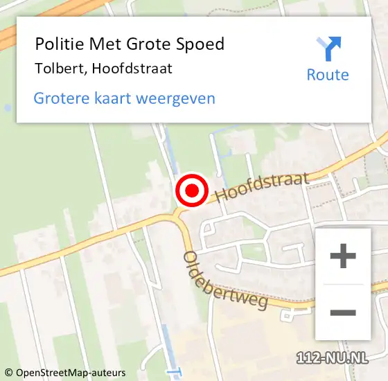 Locatie op kaart van de 112 melding: Politie Met Grote Spoed Naar Tolbert, Hoofdstraat op 24 mei 2023 15:33