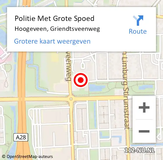 Locatie op kaart van de 112 melding: Politie Met Grote Spoed Naar Hoogeveen, Griendtsveenweg op 24 mei 2023 15:41