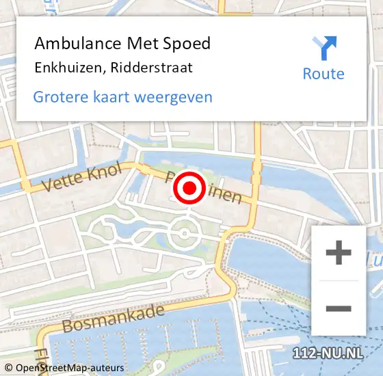 Locatie op kaart van de 112 melding: Ambulance Met Spoed Naar Enkhuizen, Ridderstraat op 24 mei 2023 16:05