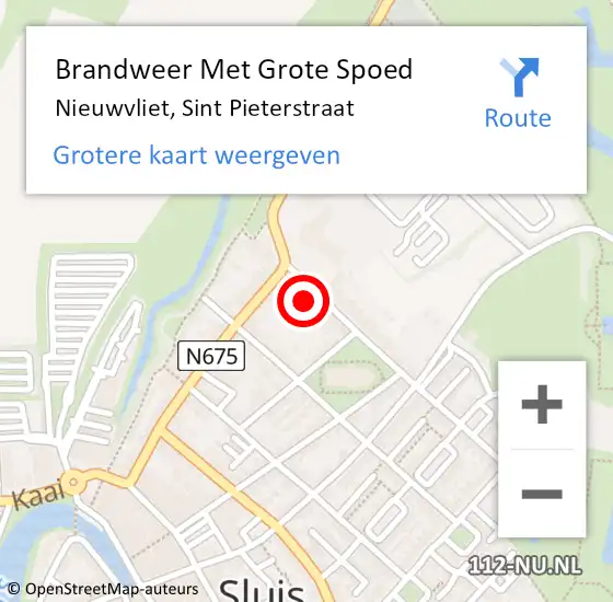 Locatie op kaart van de 112 melding: Brandweer Met Grote Spoed Naar Nieuwvliet, Sint Pieterstraat op 24 mei 2023 16:18