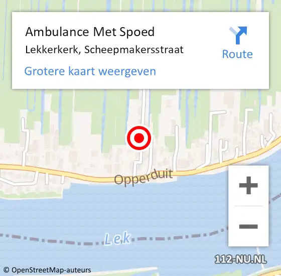 Locatie op kaart van de 112 melding: Ambulance Met Spoed Naar Lekkerkerk, Scheepmakersstraat op 24 mei 2023 16:20