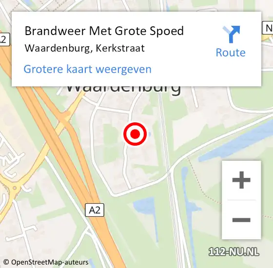 Locatie op kaart van de 112 melding: Brandweer Met Grote Spoed Naar Waardenburg, Kerkstraat op 24 mei 2023 16:20