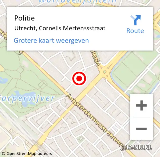 Locatie op kaart van de 112 melding: Politie Utrecht, Cornelis Mertenssstraat op 24 mei 2023 16:24