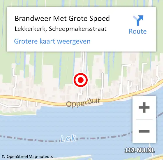 Locatie op kaart van de 112 melding: Brandweer Met Grote Spoed Naar Lekkerkerk, Scheepmakersstraat op 24 mei 2023 16:37