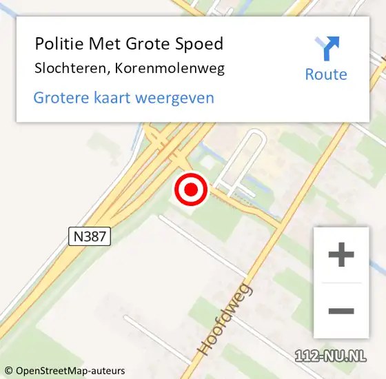 Locatie op kaart van de 112 melding: Politie Met Grote Spoed Naar Slochteren, Korenmolenweg op 24 mei 2023 16:43