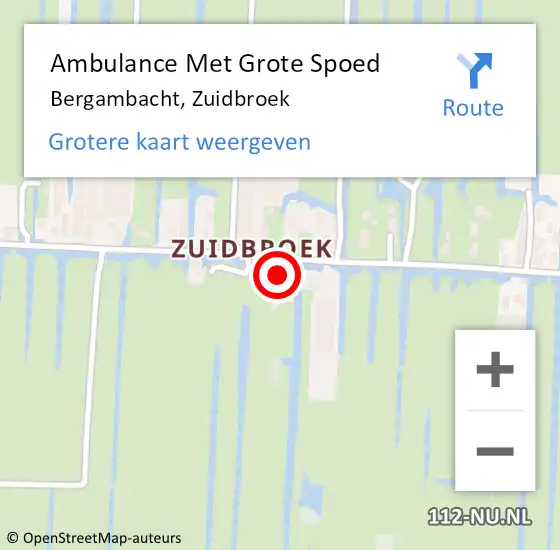 Locatie op kaart van de 112 melding: Ambulance Met Grote Spoed Naar Bergambacht, Zuidbroek op 24 mei 2023 17:07