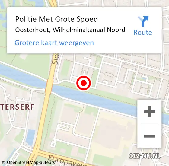 Locatie op kaart van de 112 melding: Politie Met Grote Spoed Naar Oosterhout, Wilhelminakanaal Noord op 24 mei 2023 17:10