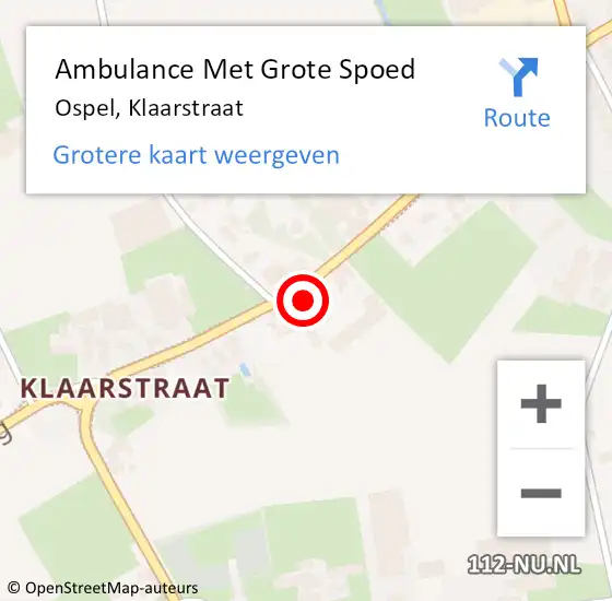Locatie op kaart van de 112 melding: Ambulance Met Grote Spoed Naar Ospel, Klaarstraat op 24 mei 2023 17:12