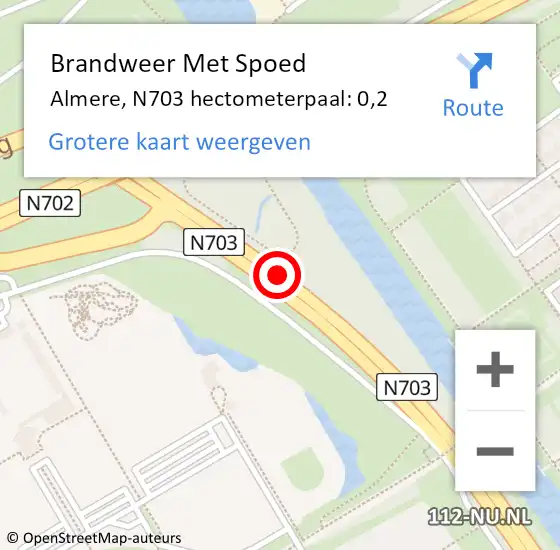 Locatie op kaart van de 112 melding: Brandweer Met Spoed Naar Almere, N703 hectometerpaal: 0,2 op 24 mei 2023 17:22
