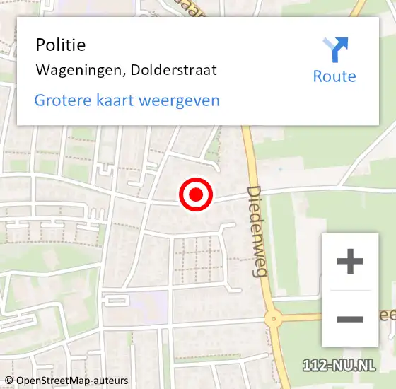 Locatie op kaart van de 112 melding: Politie Wageningen, Dolderstraat op 24 mei 2023 17:26