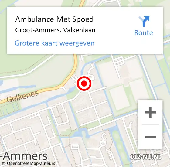 Locatie op kaart van de 112 melding: Ambulance Met Spoed Naar Groot-Ammers, Valkenlaan op 24 mei 2023 17:33