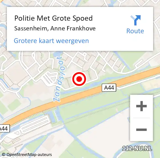 Locatie op kaart van de 112 melding: Politie Met Grote Spoed Naar Sassenheim, Anne Frankhove op 24 mei 2023 17:36