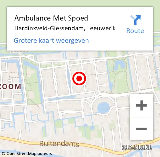 Locatie op kaart van de 112 melding: Ambulance Met Spoed Naar Hardinxveld-Giessendam, Leeuwerik op 24 mei 2023 17:36