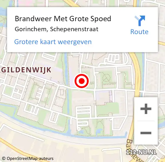 Locatie op kaart van de 112 melding: Brandweer Met Grote Spoed Naar Gorinchem, Schepenenstraat op 24 mei 2023 17:48