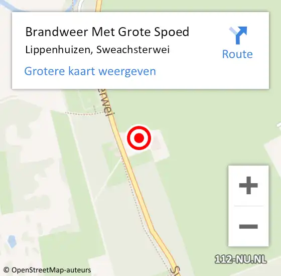 Locatie op kaart van de 112 melding: Brandweer Met Grote Spoed Naar Lippenhuizen, Sweachsterwei op 24 mei 2023 17:54