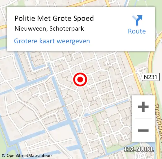 Locatie op kaart van de 112 melding: Politie Met Grote Spoed Naar Nieuwveen, Schoterpark op 24 mei 2023 18:00