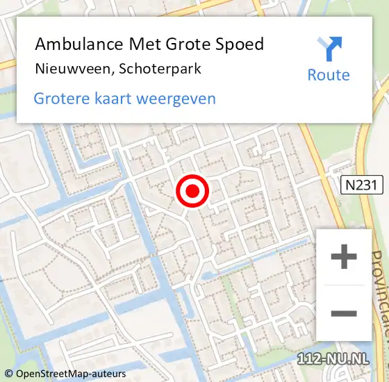 Locatie op kaart van de 112 melding: Ambulance Met Grote Spoed Naar Nieuwveen, Schoterpark op 24 mei 2023 18:02
