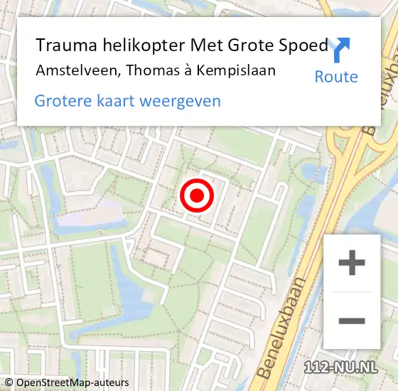 Locatie op kaart van de 112 melding: Trauma helikopter Met Grote Spoed Naar Amstelveen, Thomas à Kempislaan op 24 mei 2023 18:54