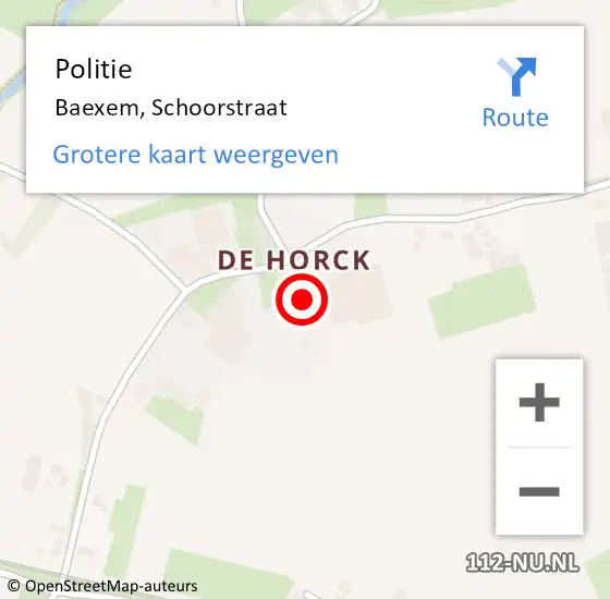 Locatie op kaart van de 112 melding: Politie Baexem, Schoorstraat op 24 mei 2023 19:51