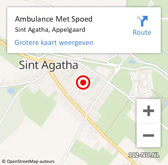 Locatie op kaart van de 112 melding: Ambulance Met Spoed Naar Sint Agatha, Appelgaard op 26 augustus 2014 15:07