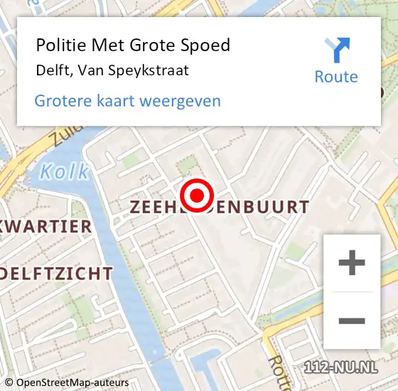 Locatie op kaart van de 112 melding: Politie Met Grote Spoed Naar Delft, Van Speykstraat op 24 mei 2023 20:32