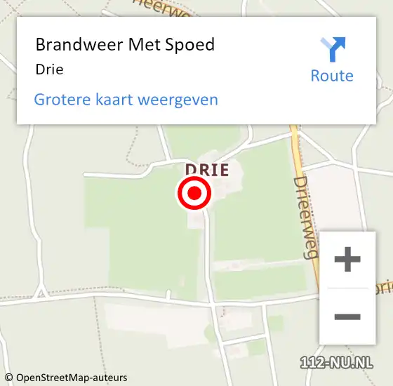 Locatie op kaart van de 112 melding: Brandweer Met Spoed Naar Drie op 26 augustus 2014 15:10