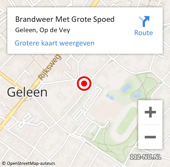 Locatie op kaart van de 112 melding: Brandweer Met Grote Spoed Naar Geleen, Op de Vey op 24 mei 2023 20:43