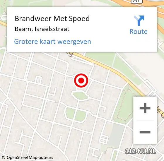 Locatie op kaart van de 112 melding: Brandweer Met Spoed Naar Baarn, Israëlsstraat op 24 mei 2023 21:20