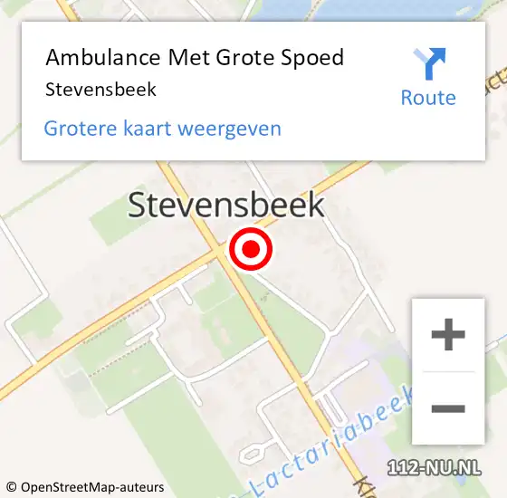 Locatie op kaart van de 112 melding: Ambulance Met Grote Spoed Naar Stevensbeek op 24 mei 2023 22:02