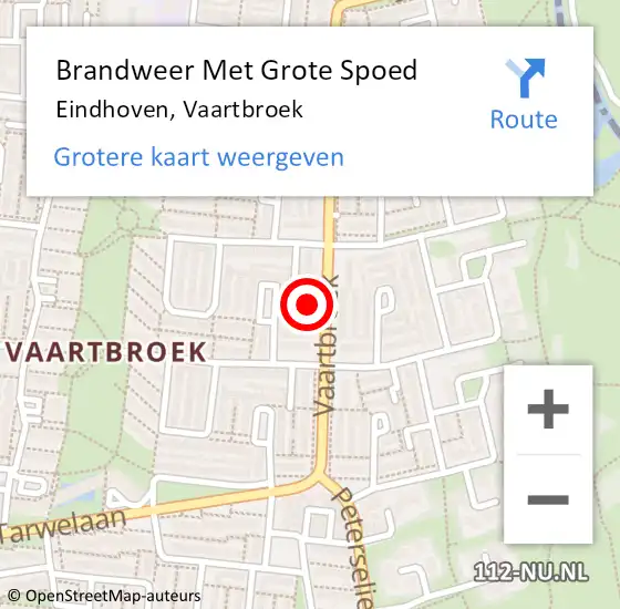 Locatie op kaart van de 112 melding: Brandweer Met Grote Spoed Naar Eindhoven, Vaartbroek op 24 mei 2023 22:42