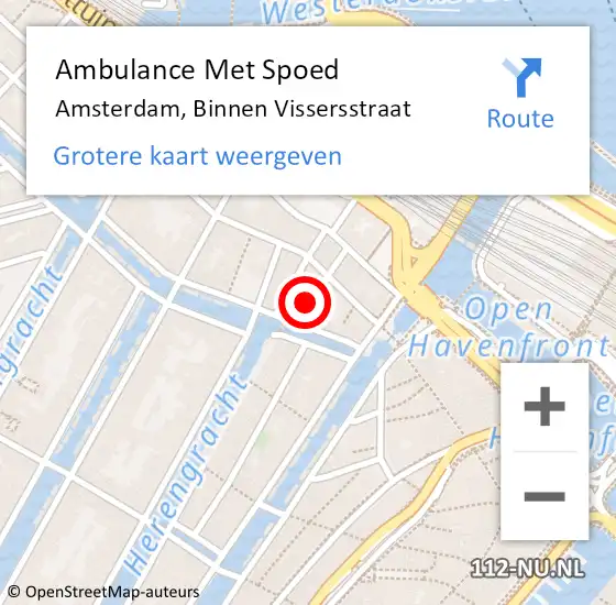 Locatie op kaart van de 112 melding: Ambulance Met Spoed Naar Amsterdam, Binnen Vissersstraat op 24 mei 2023 22:42