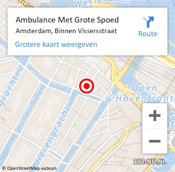 Locatie op kaart van de 112 melding: Ambulance Met Grote Spoed Naar Amsterdam, Binnen Vissersstraat op 24 mei 2023 22:43