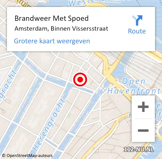 Locatie op kaart van de 112 melding: Brandweer Met Spoed Naar Amsterdam, Binnen Vissersstraat op 24 mei 2023 23:28