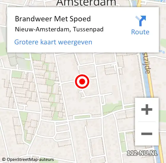 Locatie op kaart van de 112 melding: Brandweer Met Spoed Naar Nieuw-Amsterdam, Tussenpad op 25 mei 2023 01:46