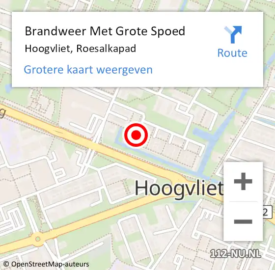 Locatie op kaart van de 112 melding: Brandweer Met Grote Spoed Naar Hoogvliet, Roesalkapad op 25 mei 2023 02:17