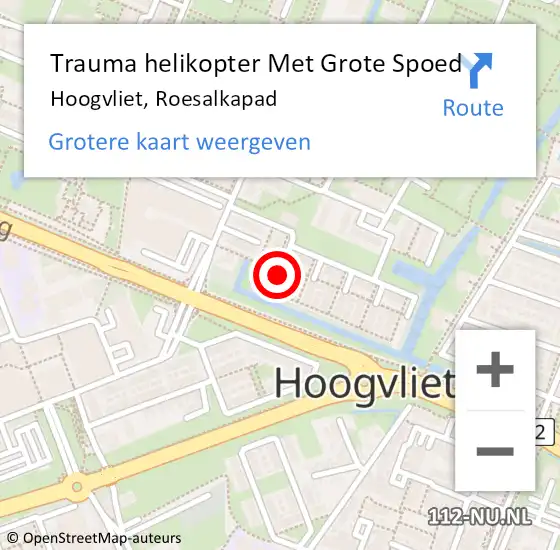 Locatie op kaart van de 112 melding: Trauma helikopter Met Grote Spoed Naar Hoogvliet, Roesalkapad op 25 mei 2023 02:17